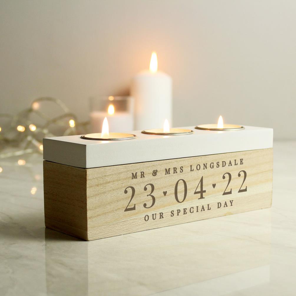 Personalised Large Date Triple Tea Light Box Extra Image 1